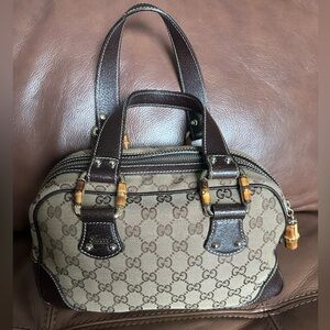 GG monogram vintage Gucci doctor bag with bamboo details
